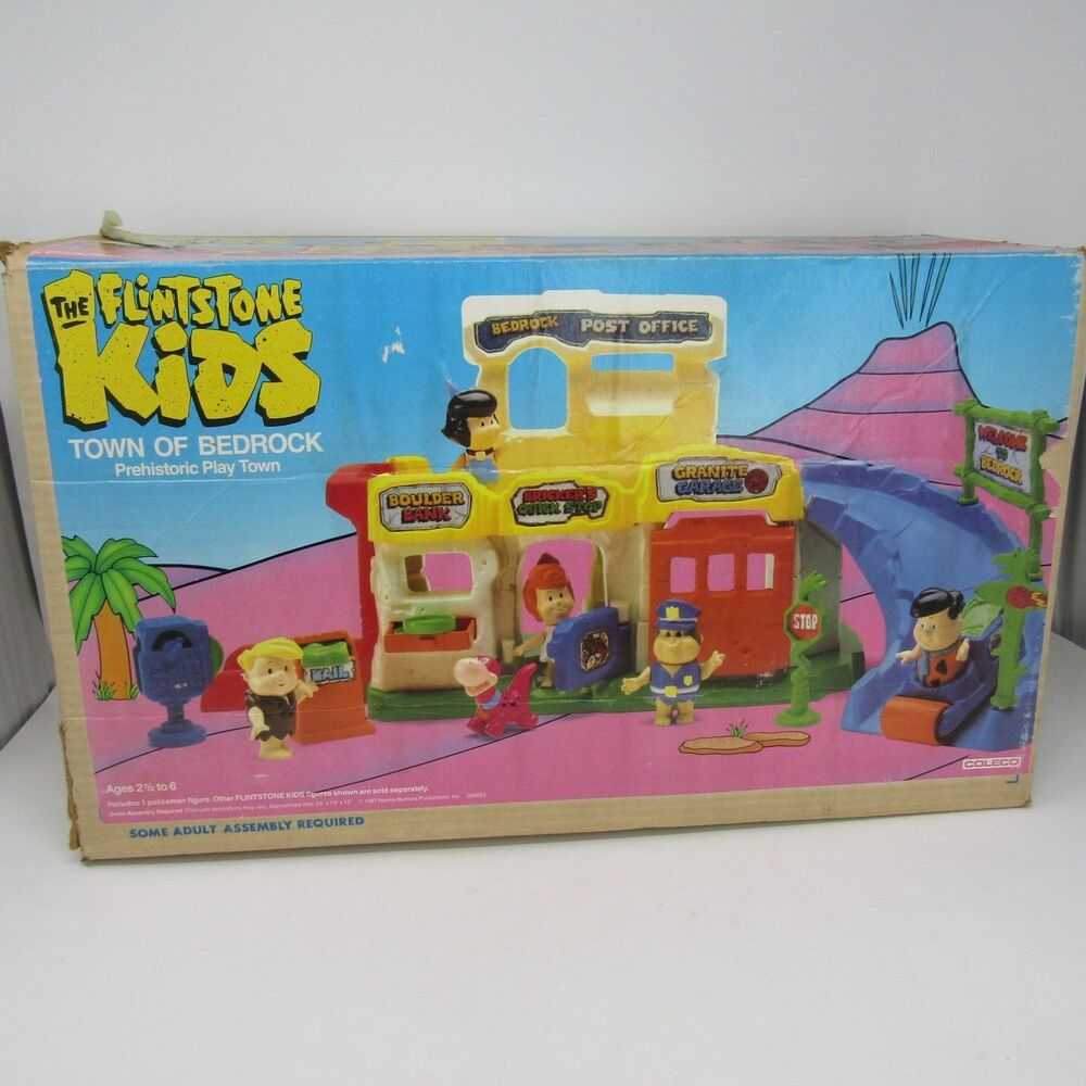 Vintage Coleco The Flintstone Kids Town of Bedrock Prehistoric Play Town Playset